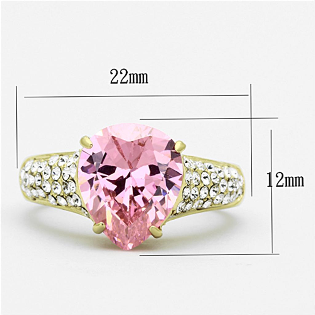 TK1098 - IP Gold(Ion Plating) Stainless Steel Ring with AAA Grade CZ  in Rose LuxuryLifeWay Online Store