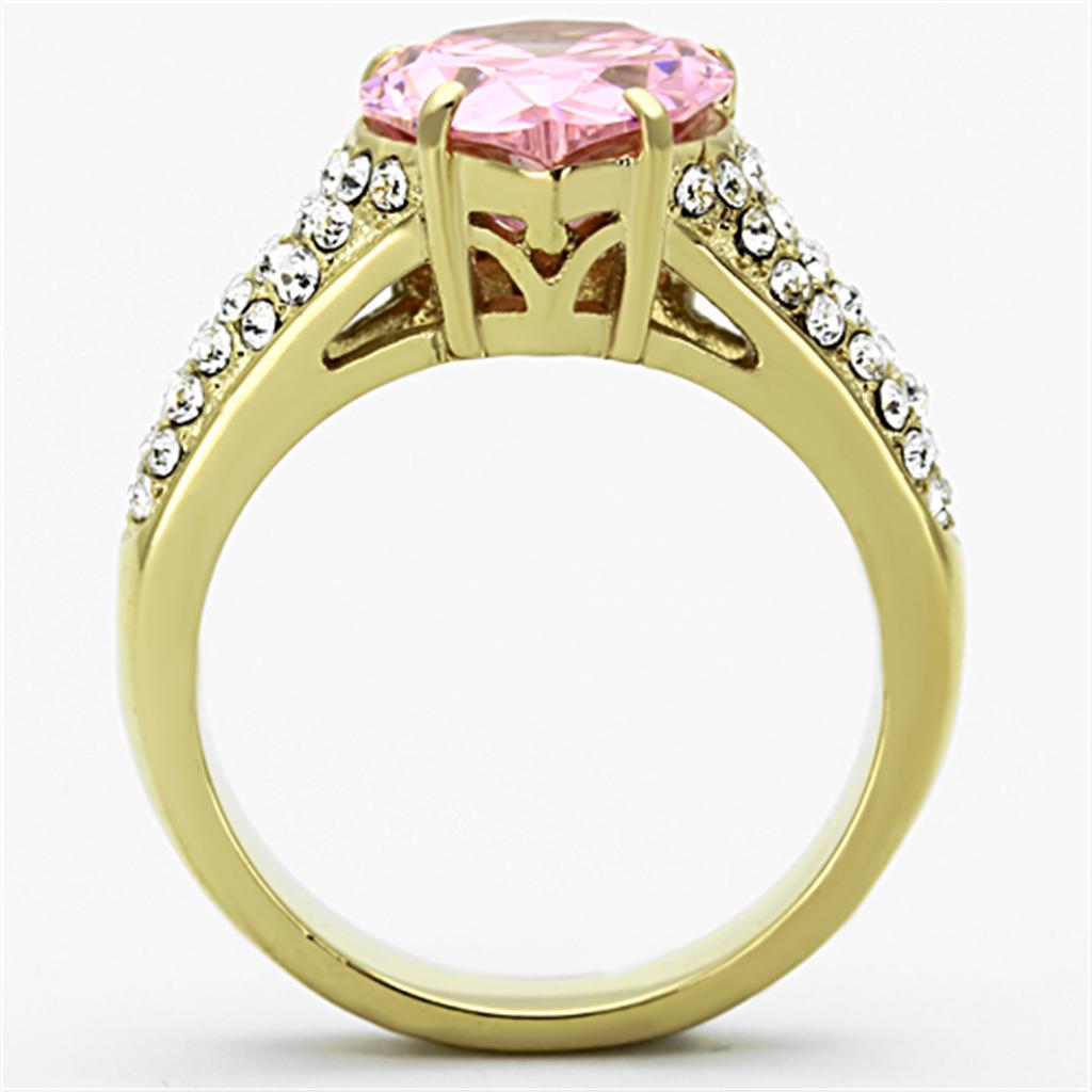 TK1098 - IP Gold(Ion Plating) Stainless Steel Ring with AAA Grade CZ  in Rose LuxuryLifeWay Online Store