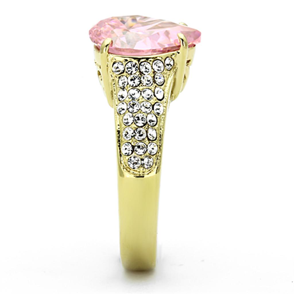TK1098 - IP Gold(Ion Plating) Stainless Steel Ring with AAA Grade CZ  in Rose LuxuryLifeWay Online Store
