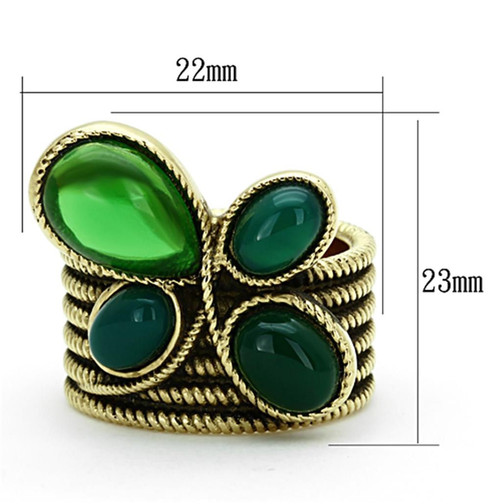 TK1104 - IP Gold(Ion Plating) Stainless Steel Ring with Synthetic Synthetic Glass in Emerald LuxuryLifeWay Online Store