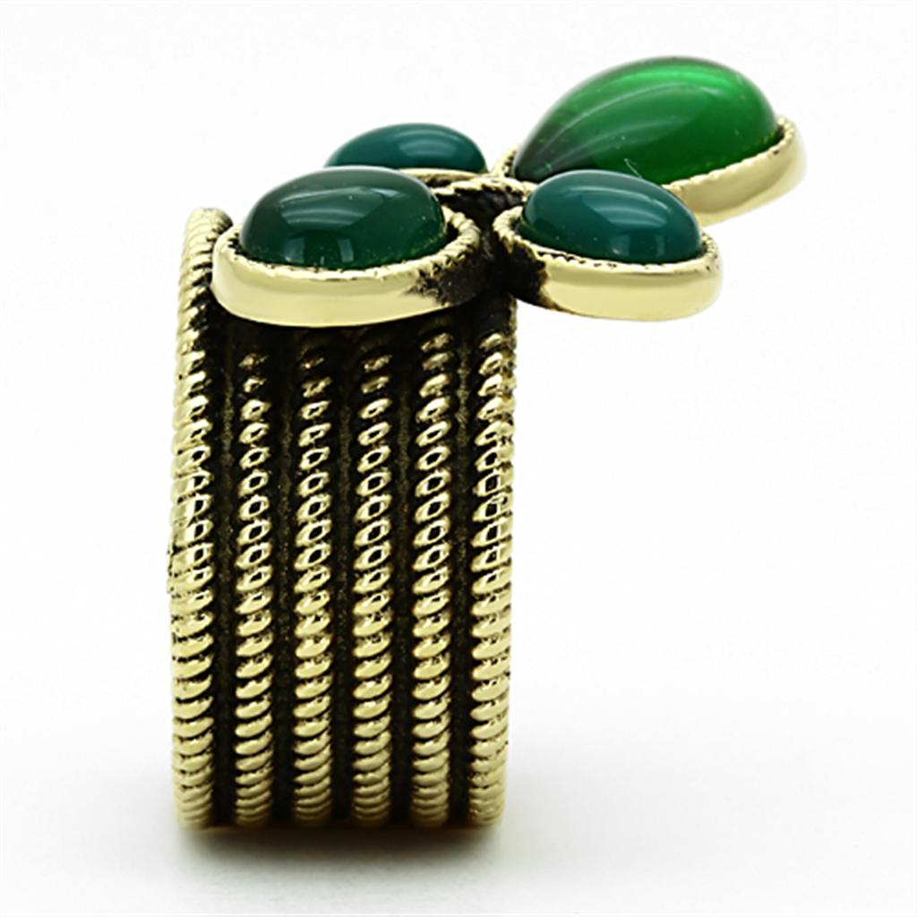 TK1104 - IP Gold(Ion Plating) Stainless Steel Ring with Synthetic Synthetic Glass in Emerald LuxuryLifeWay Online Store
