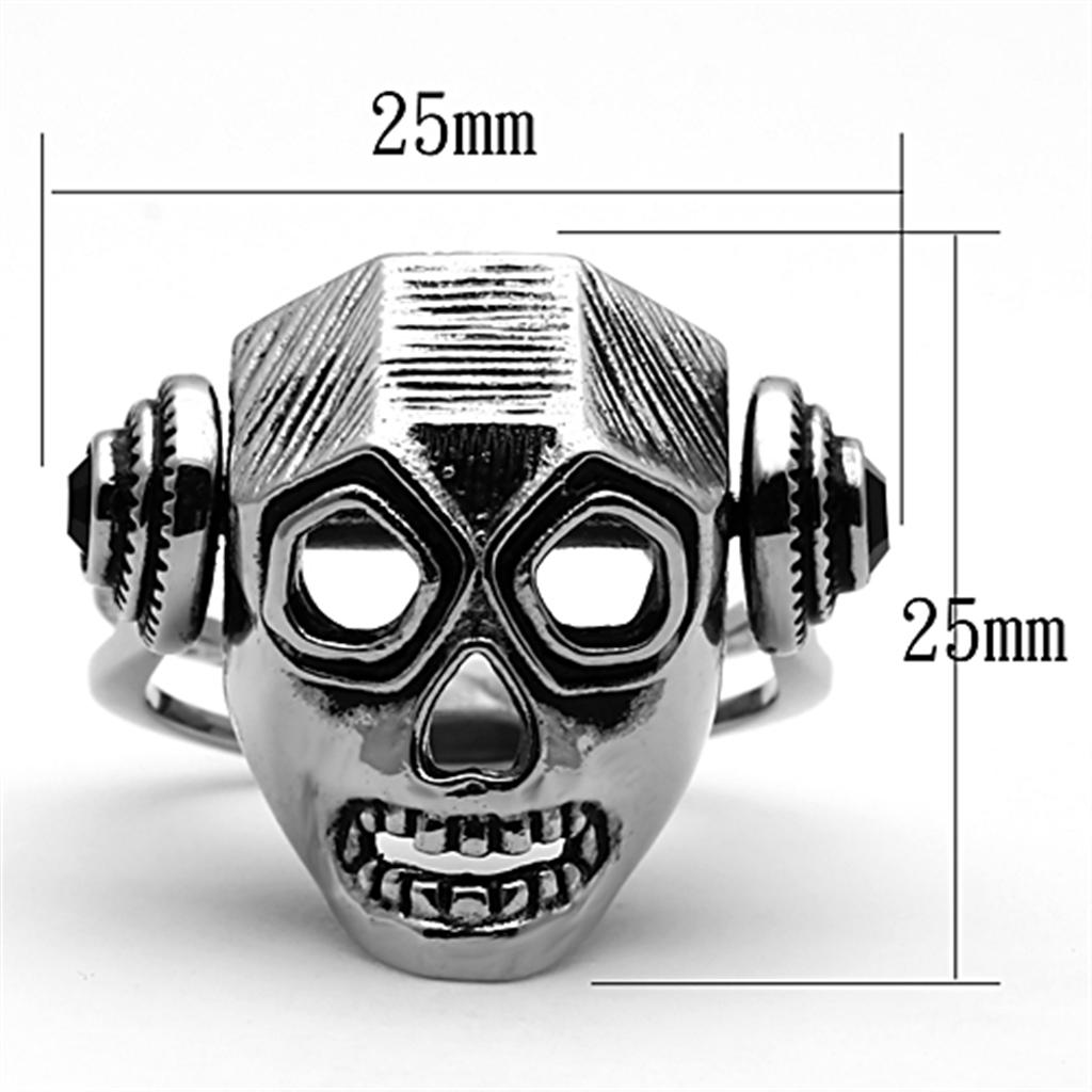 TK1115 - High polished (no plating) Stainless Steel Ring with Top Grade Crystal  in Jet LuxuryLifeWay Online Store
