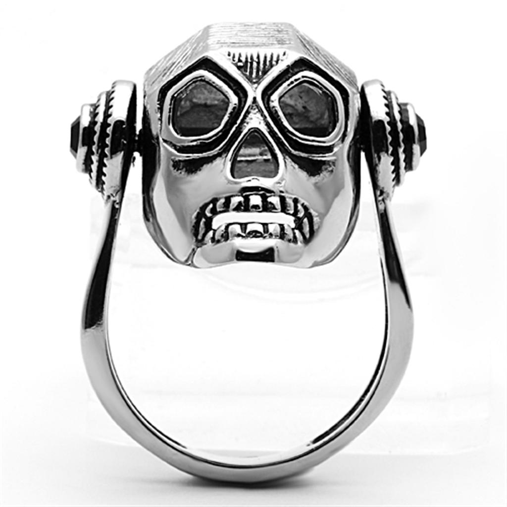 TK1115 - High polished (no plating) Stainless Steel Ring with Top Grade Crystal  in Jet LuxuryLifeWay Online Store