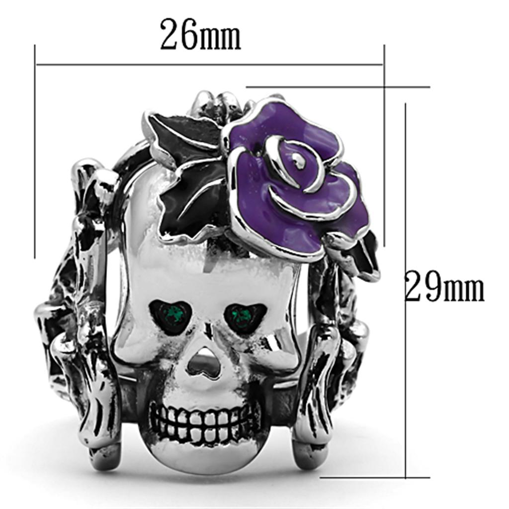 TK1122 - High polished (no plating) Stainless Steel Ring with Top Grade Crystal  in Emerald LuxuryLifeWay Online Store