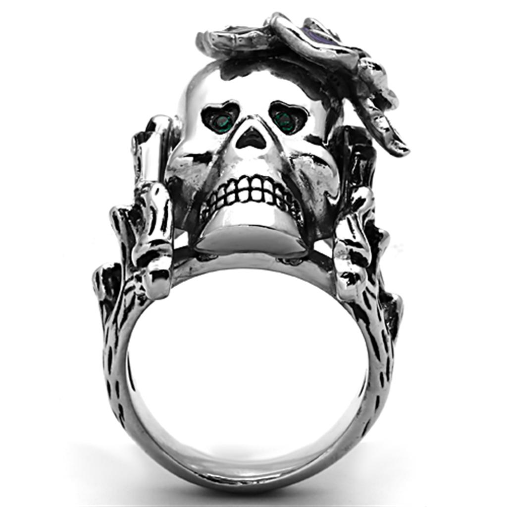 TK1122 - High polished (no plating) Stainless Steel Ring with Top Grade Crystal  in Emerald LuxuryLifeWay Online Store