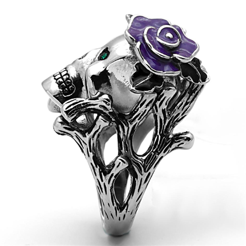TK1122 - High polished (no plating) Stainless Steel Ring with Top Grade Crystal  in Emerald LuxuryLifeWay Online Store
