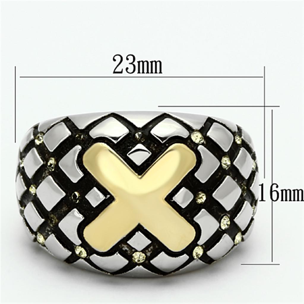 TK1131 - Two-Tone IP Gold (Ion Plating) Stainless Steel Ring with Top Grade Crystal  in Citrine Yellow LuxuryLifeWay Online Store
