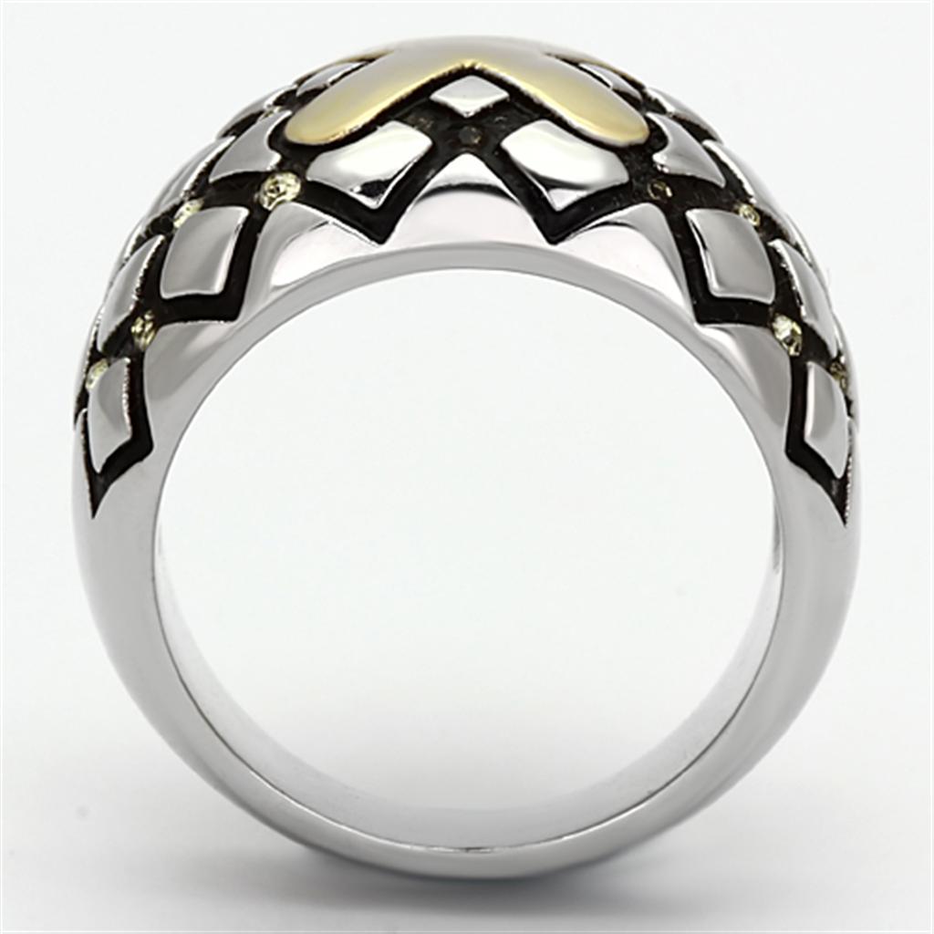 TK1131 - Two-Tone IP Gold (Ion Plating) Stainless Steel Ring with Top Grade Crystal  in Citrine Yellow LuxuryLifeWay Online Store