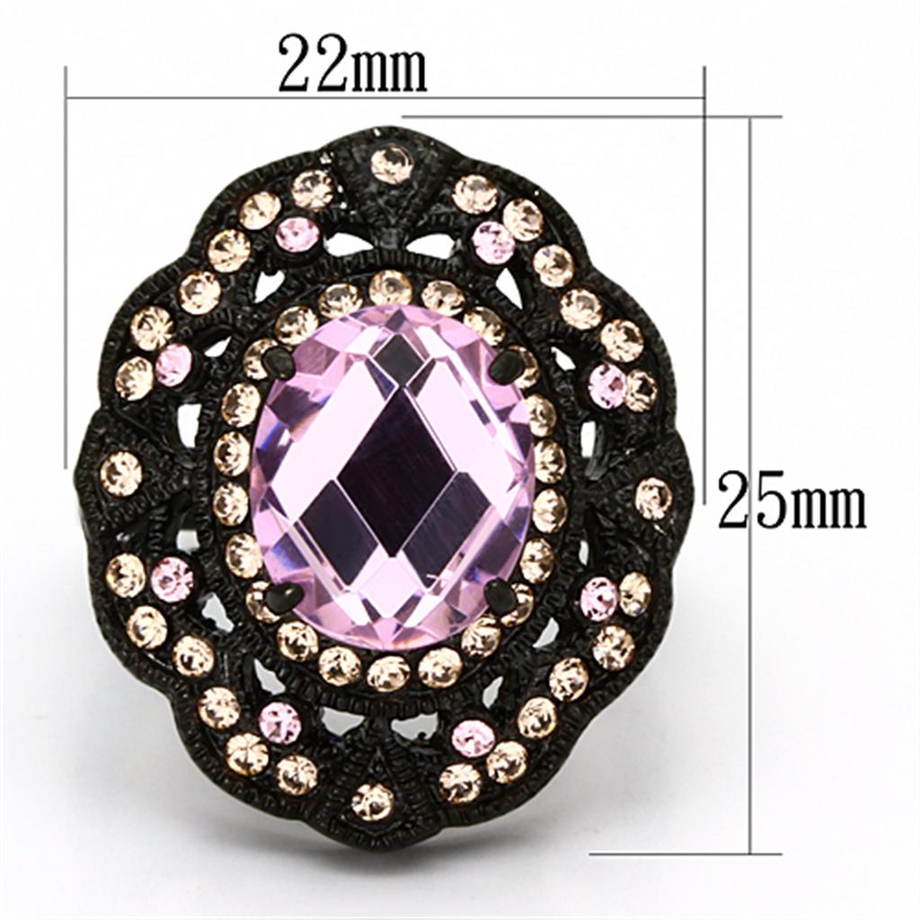 TK1154 - IP Black(Ion Plating) Stainless Steel Ring with Top Grade Crystal  in Light Rose LuxuryLifeWay Online Store