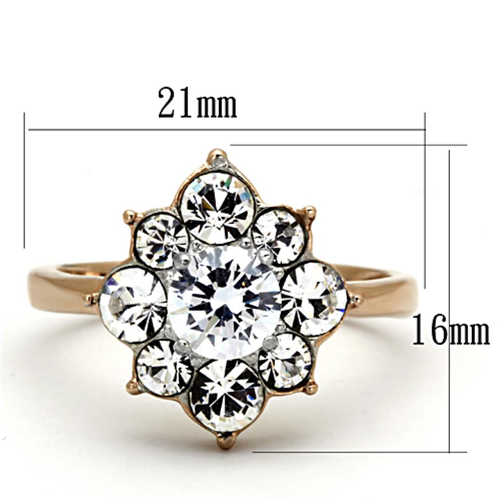 TK1168 - Two-Tone IP Rose Gold Stainless Steel Ring with AAA Grade CZ  in Clear LuxuryLifeWay Online Store