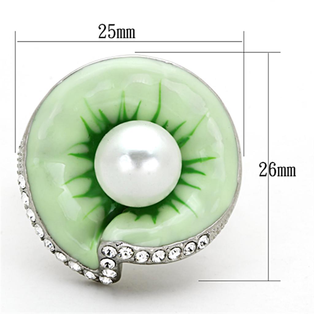 TK1171 - High polished (no plating) Stainless Steel Ring with Synthetic Pearl in White LuxuryLifeWay Online Store