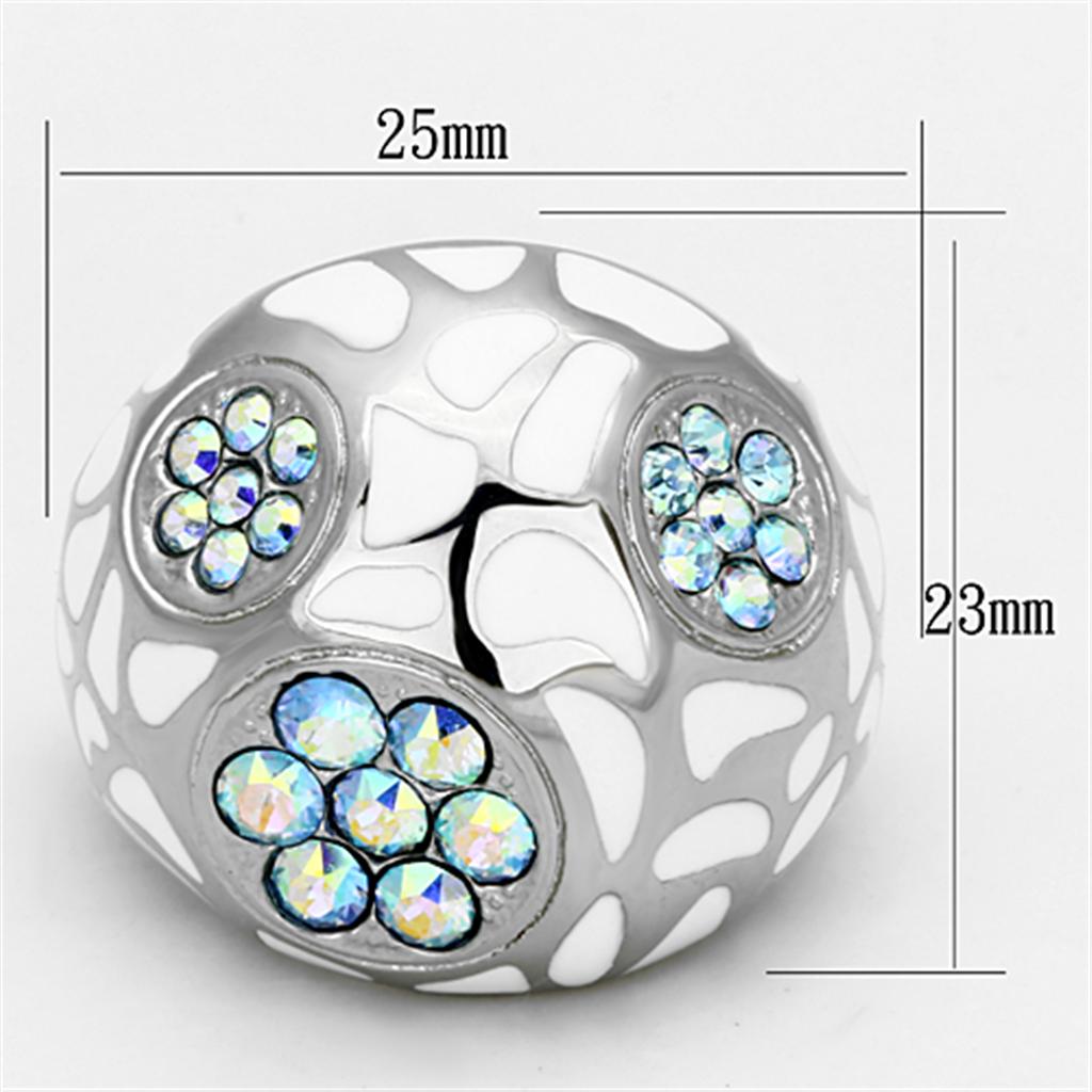 TK1172 - High polished (no plating) Stainless Steel Ring with Top Grade Crystal  in Aquamarine AB LuxuryLifeWay Online Store