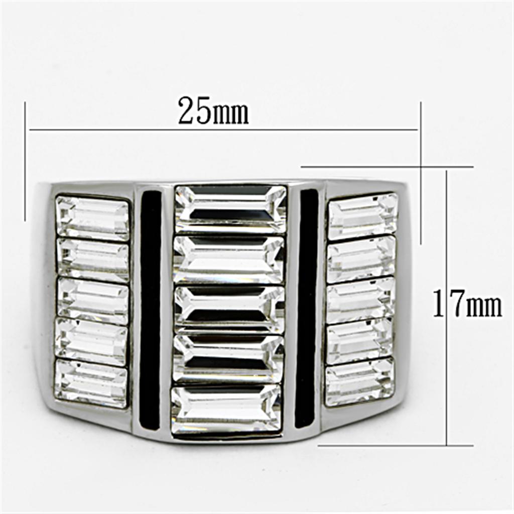 TK1185 - High polished (no plating) Stainless Steel Ring with Top Grade Crystal  in Clear LuxuryLifeWay Online Store