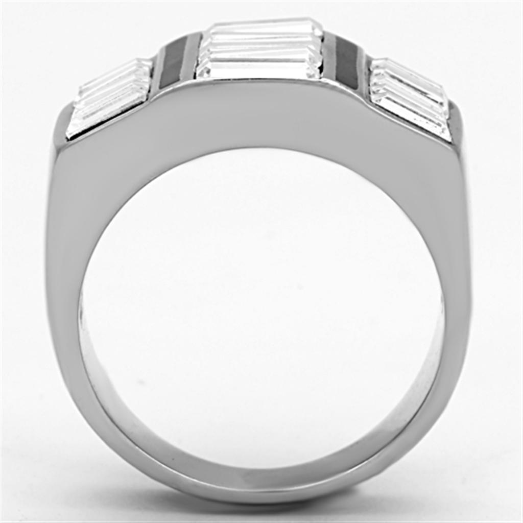 TK1185 - High polished (no plating) Stainless Steel Ring with Top Grade Crystal  in Clear LuxuryLifeWay Online Store