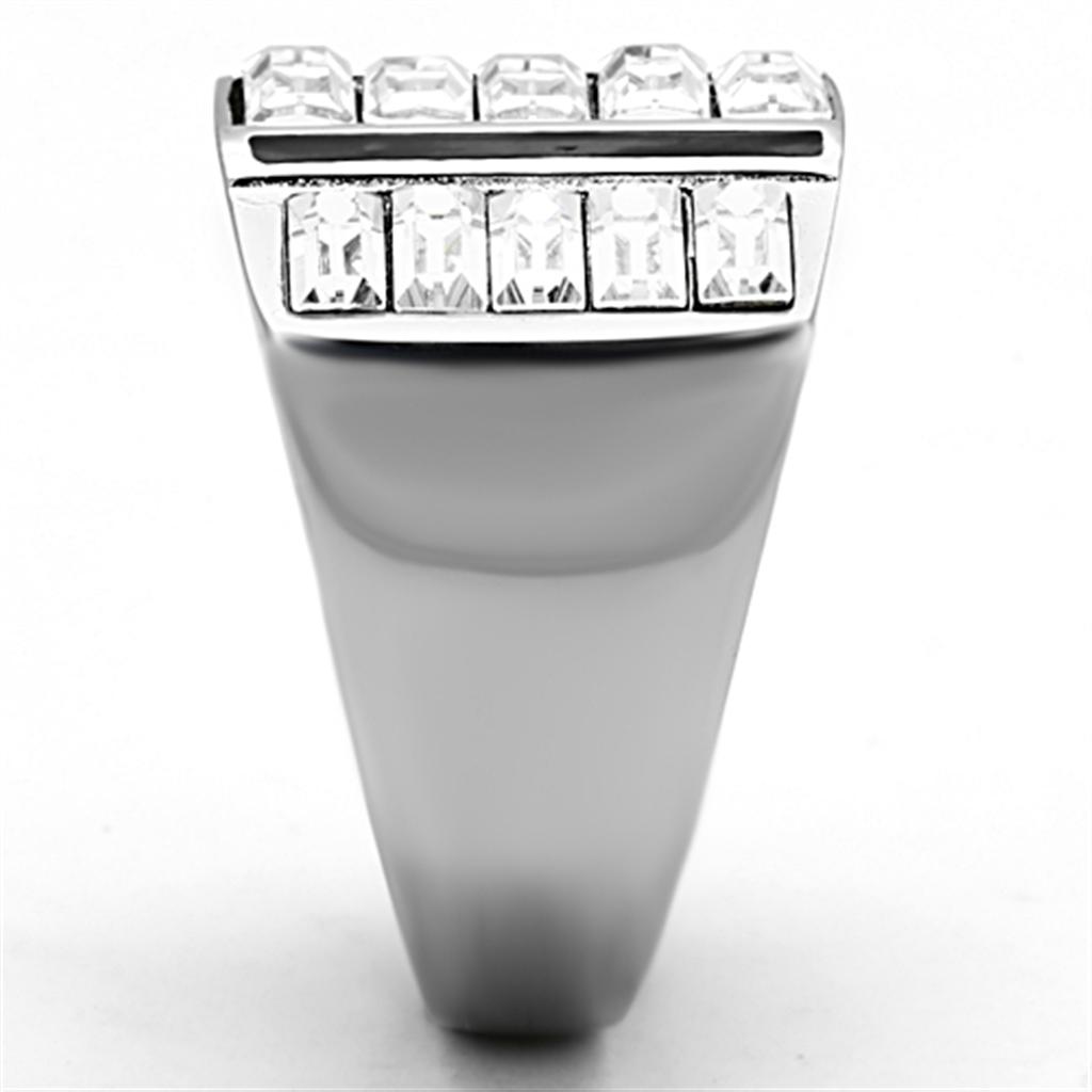 TK1185 - High polished (no plating) Stainless Steel Ring with Top Grade Crystal  in Clear LuxuryLifeWay Online Store