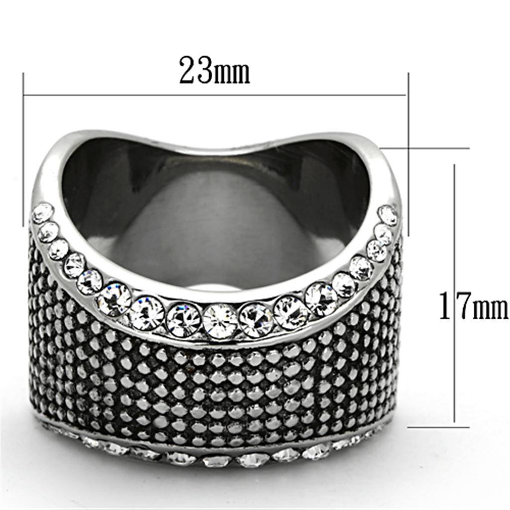 TK1198 - High polished (no plating) Stainless Steel Ring with Top Grade Crystal  in Clear LuxuryLifeWay Online Store