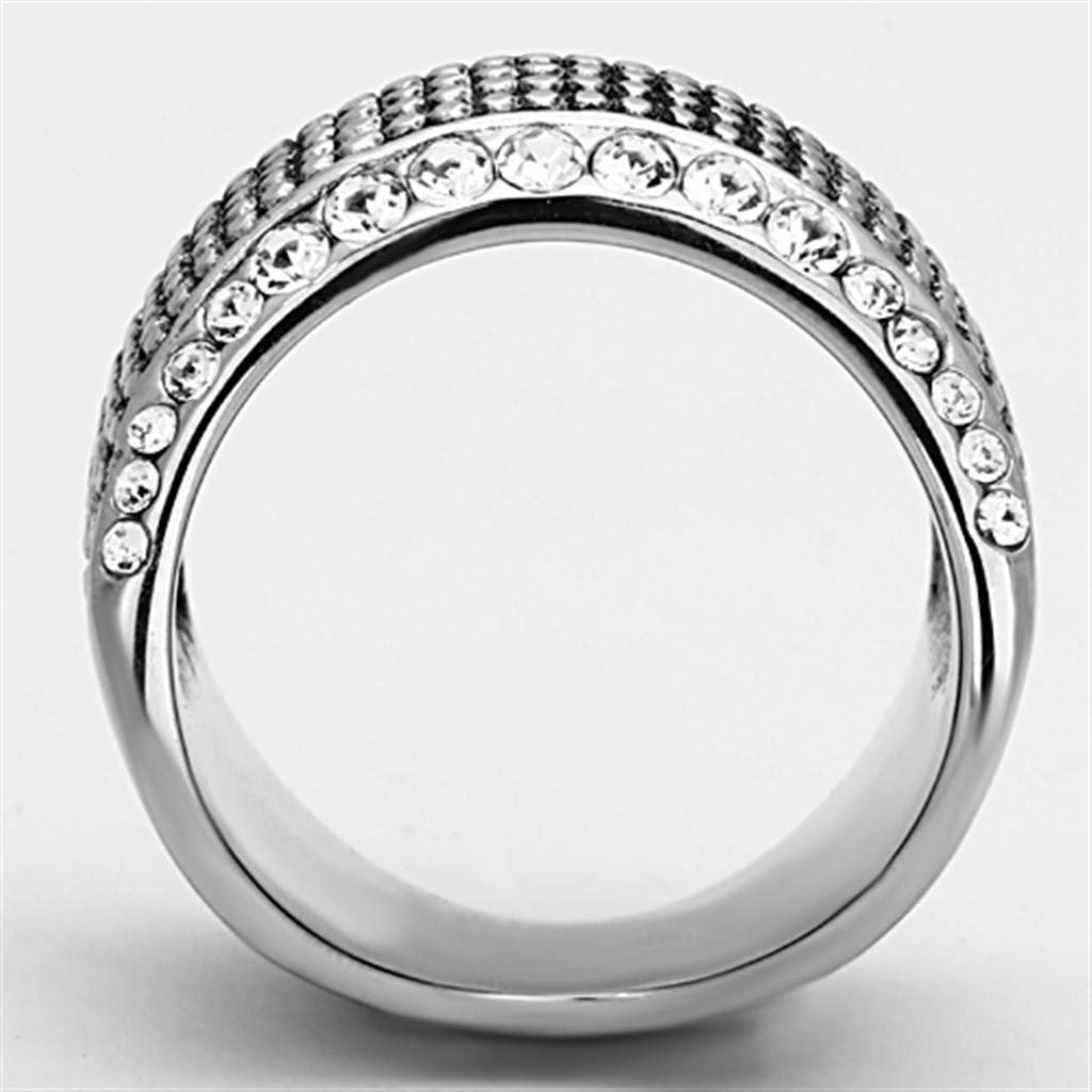 TK1198 - High polished (no plating) Stainless Steel Ring with Top Grade Crystal  in Clear LuxuryLifeWay Online Store
