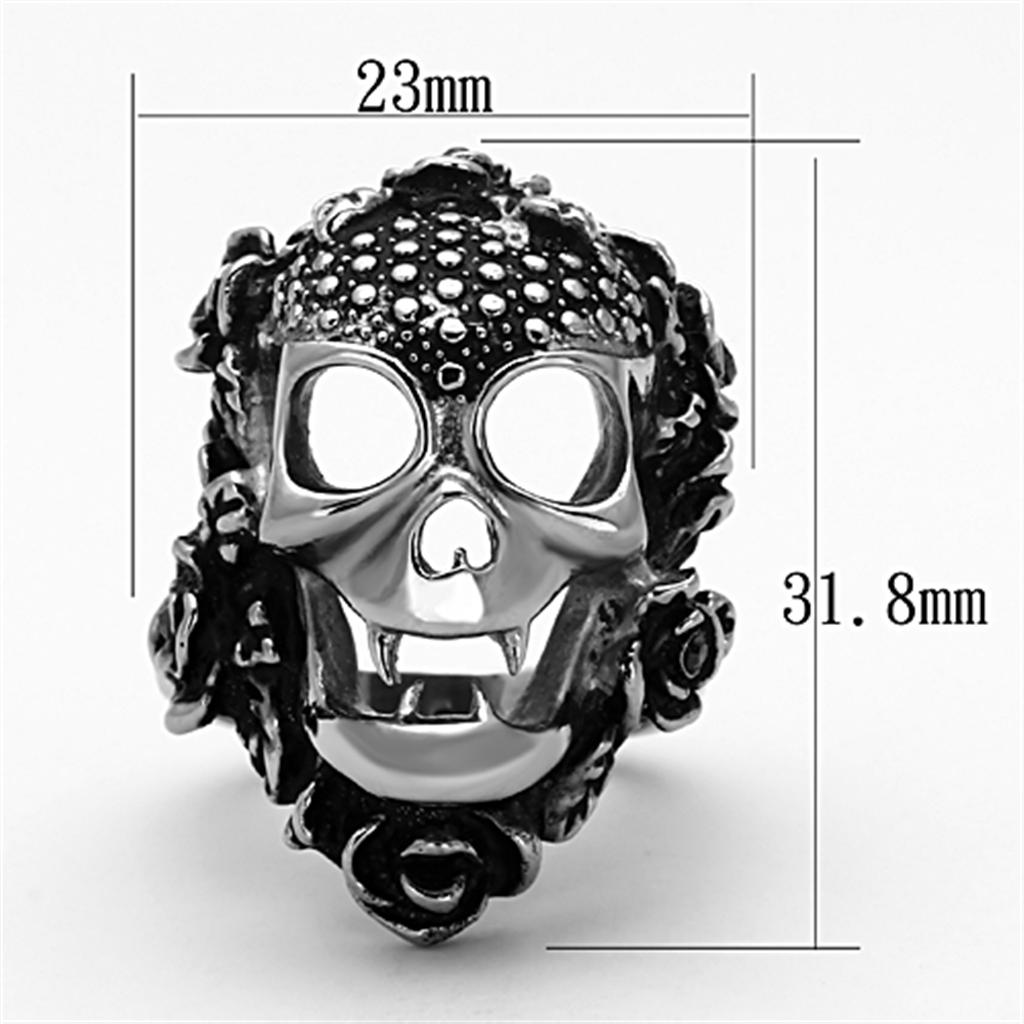 TK1203 - High polished (no plating) Stainless Steel Ring with Top Grade Crystal  in Black Diamond LuxuryLifeWay Online Store