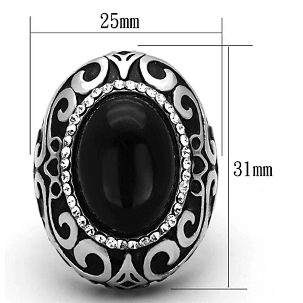 TK1211 - High polished (no plating) Stainless Steel Ring with Synthetic Cat Eye in Jet LuxuryLifeWay Online Store