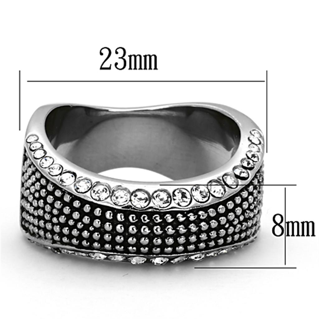 TK1216 - High polished (no plating) Stainless Steel Ring with Top Grade Crystal  in Clear LuxuryLifeWay Online Store