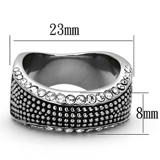 TK1216 - High polished (no plating) Stainless Steel Ring with Top Grade Crystal  in Clear LuxuryLifeWay Online Store
