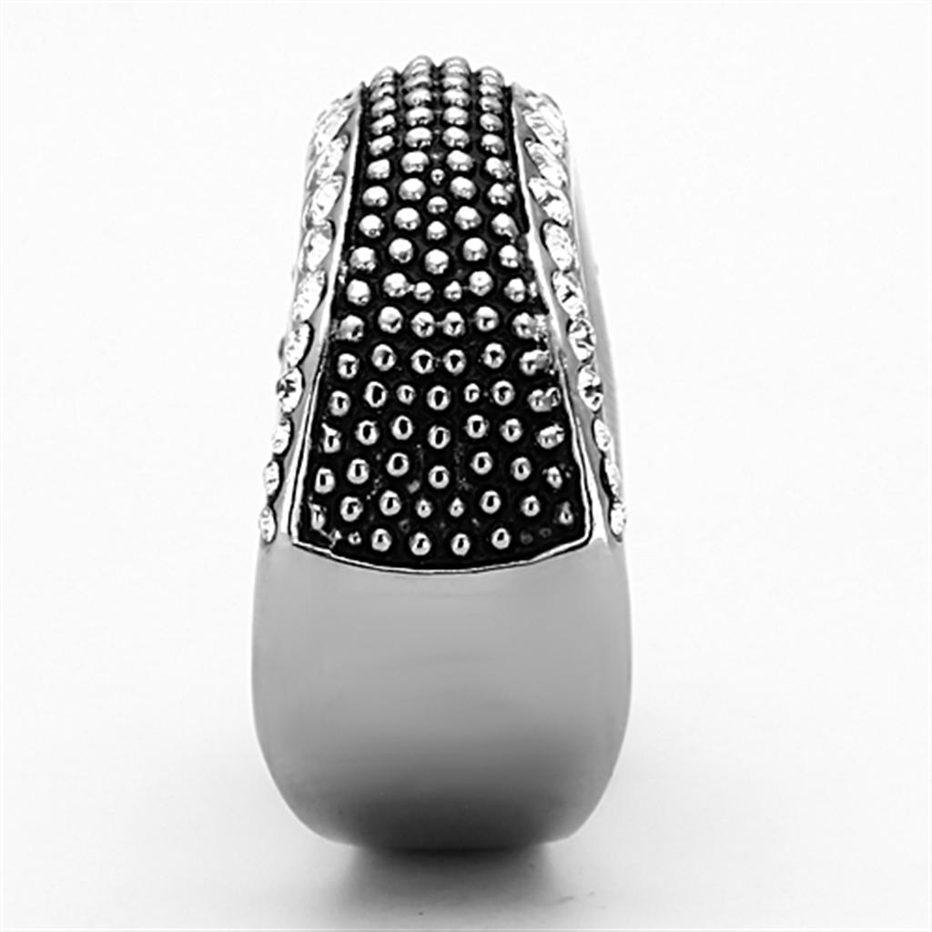 TK1216 - High polished (no plating) Stainless Steel Ring with Top Grade Crystal  in Clear LuxuryLifeWay Online Store