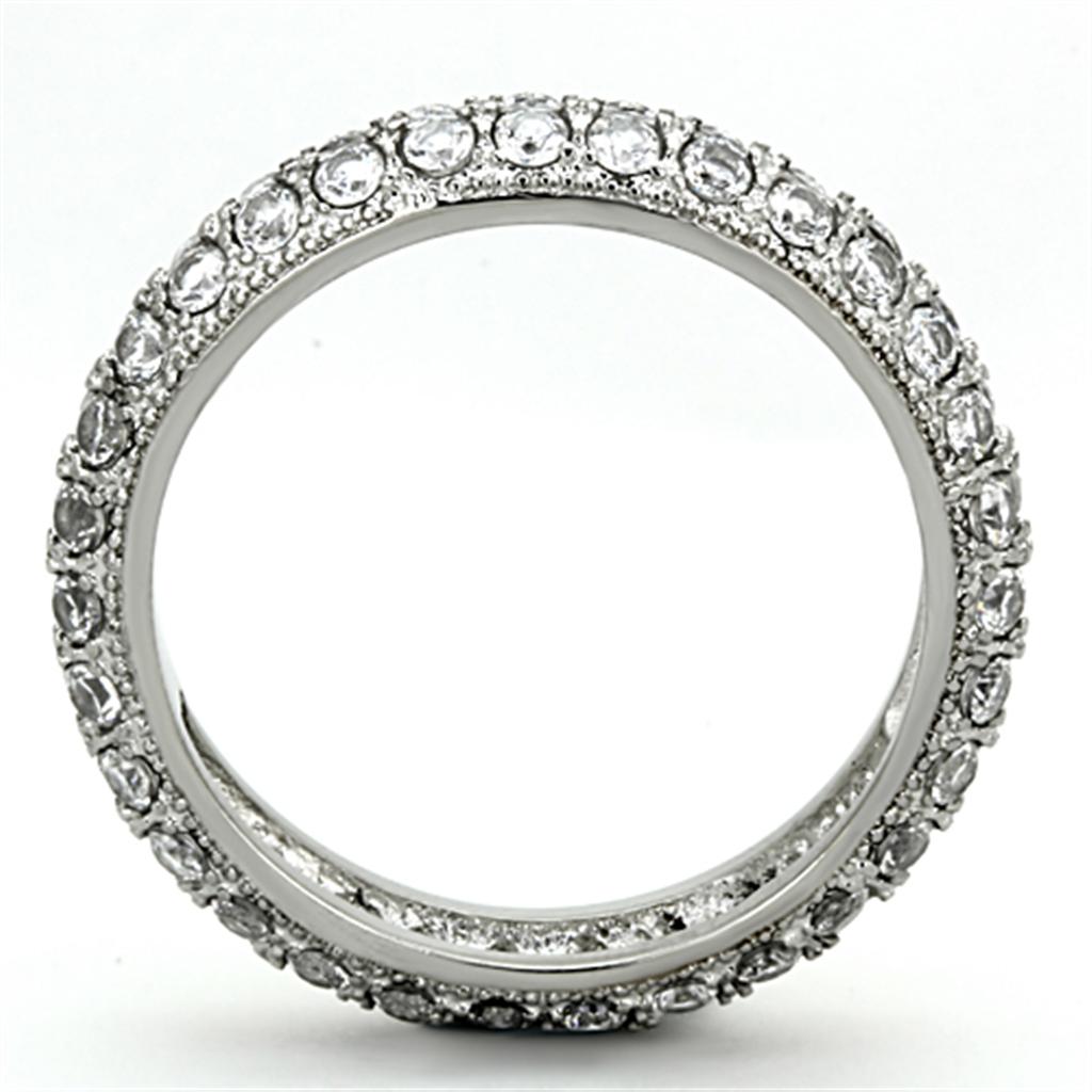 TK1225 - High polished (no plating) Stainless Steel Ring with AAA Grade CZ  in Clear LuxuryLifeWay Online Store