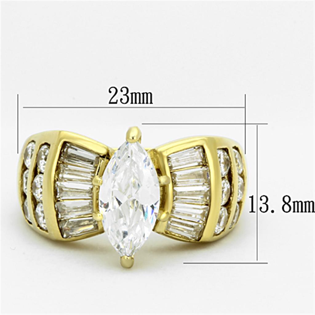 TK1235 - IP Gold(Ion Plating) Stainless Steel Ring with AAA Grade CZ  in Clear LuxuryLifeWay Online Store