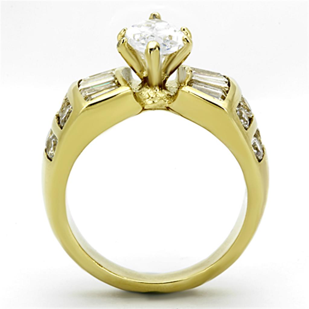 TK1235 - IP Gold(Ion Plating) Stainless Steel Ring with AAA Grade CZ  in Clear LuxuryLifeWay Online Store