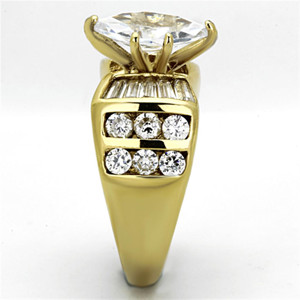 TK1235 - IP Gold(Ion Plating) Stainless Steel Ring with AAA Grade CZ  in Clear LuxuryLifeWay Online Store