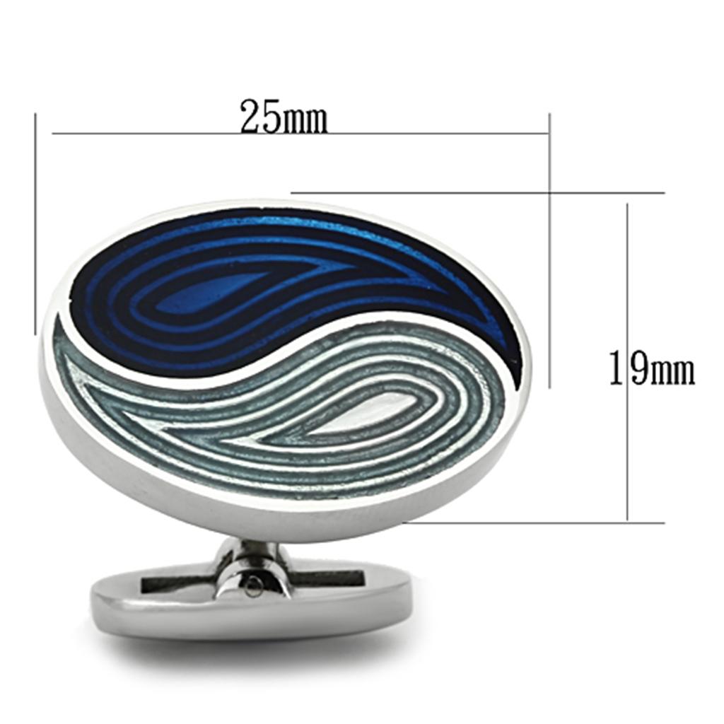 TK1240 - High polished (no plating) Stainless Steel Cufflink with Epoxy  in Multi Color LuxuryLifeWay Online Store