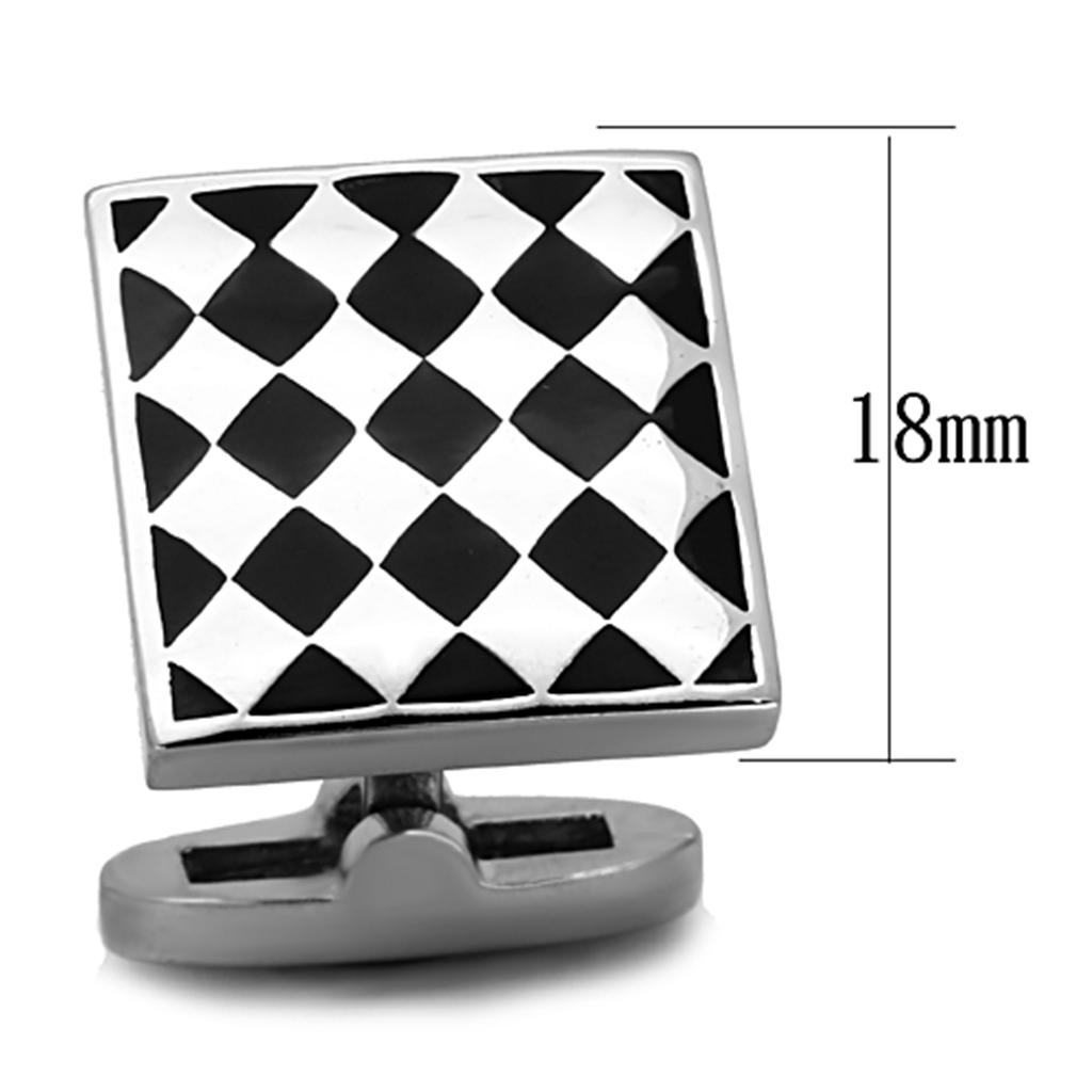 TK1270 - High polished (no plating) Stainless Steel Cufflink with Epoxy  in Jet LuxuryLifeWay Online Store