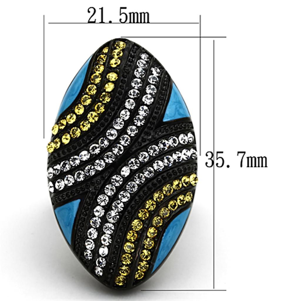 TK1294 - IP Black(Ion Plating) Stainless Steel Ring with Top Grade Crystal  in Citrine Yellow LuxuryLifeWay Online Store