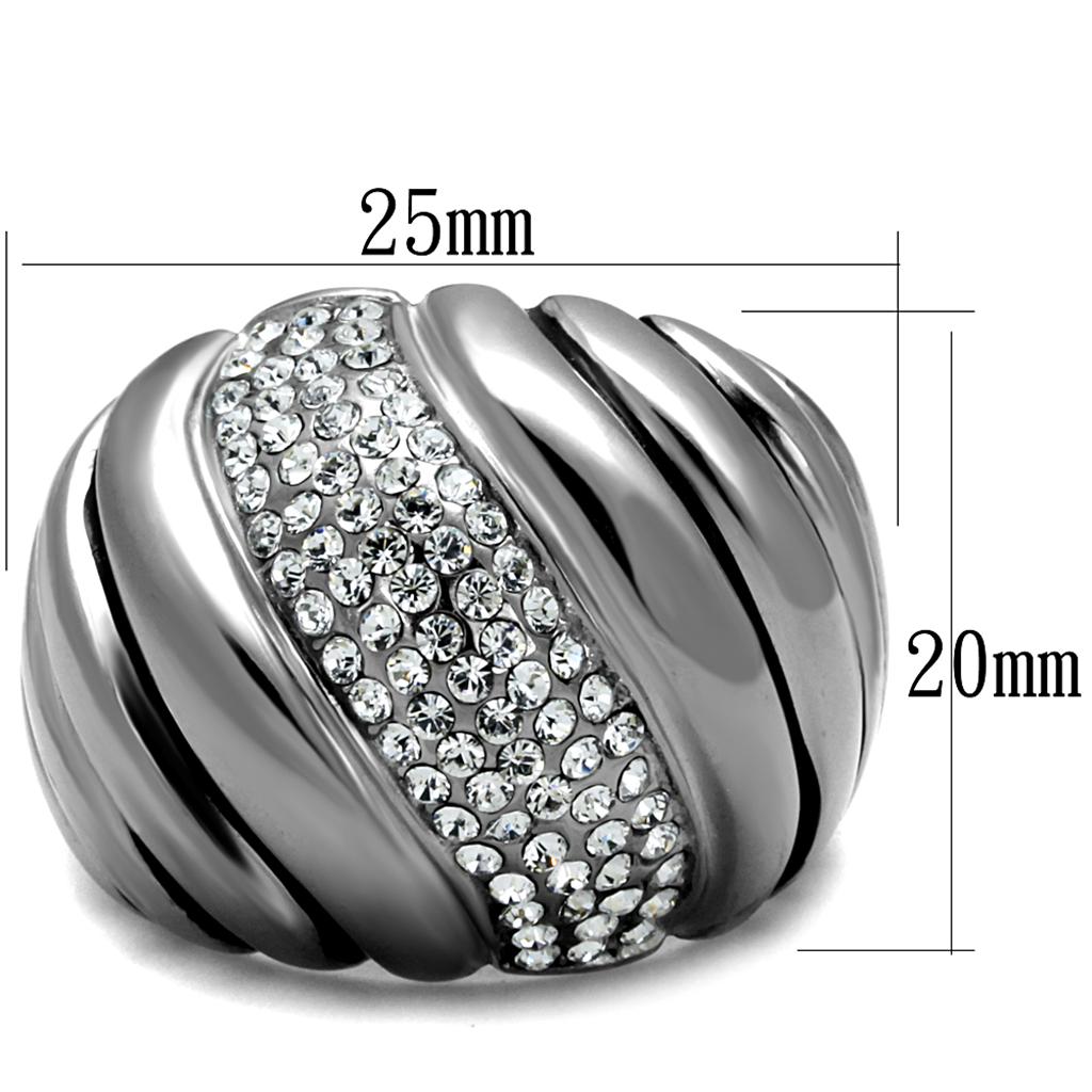 TK1304 - High polished (no plating) Stainless Steel Ring with Top Grade Crystal  in Clear LuxuryLifeWay Online Store