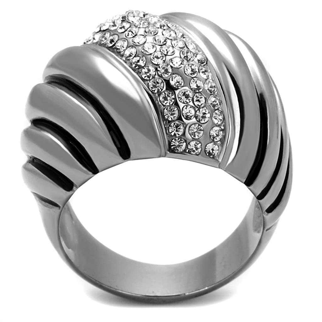 TK1304 - High polished (no plating) Stainless Steel Ring with Top Grade Crystal  in Clear LuxuryLifeWay Online Store