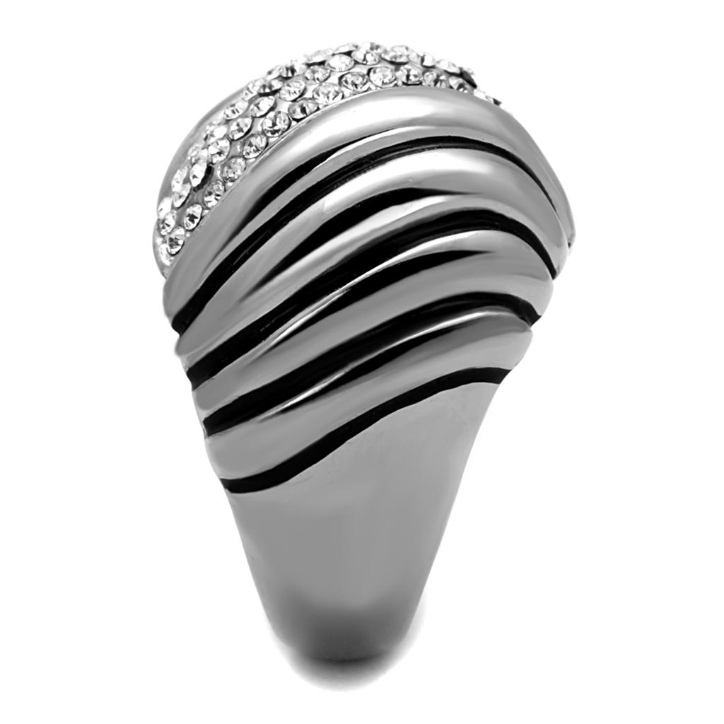 TK1304 - High polished (no plating) Stainless Steel Ring with Top Grade Crystal  in Clear LuxuryLifeWay Online Store