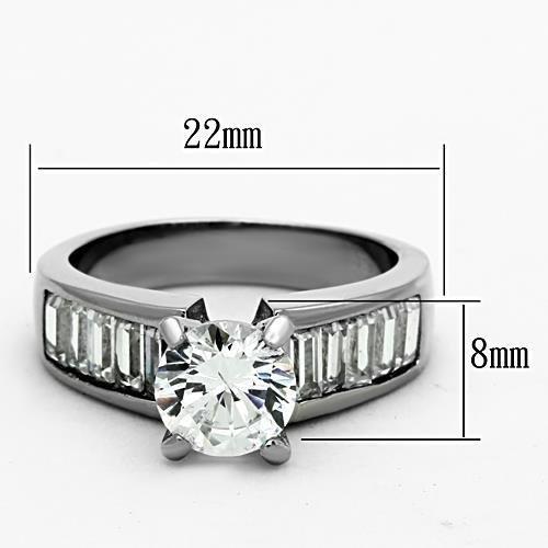 TK1332 - High polished (no plating) Stainless Steel Ring with AAA Grade CZ  in Clear LuxuryLifeWay Online Store
