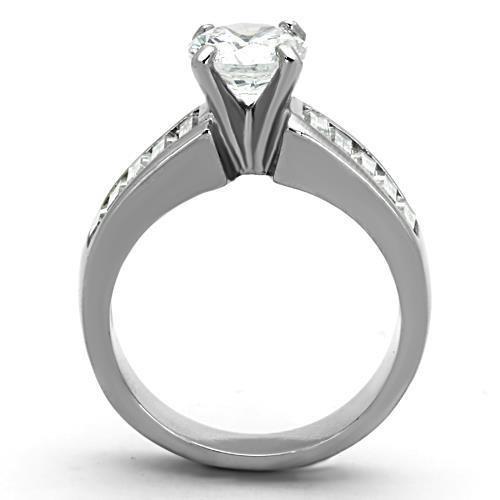 TK1332 - High polished (no plating) Stainless Steel Ring with AAA Grade CZ  in Clear LuxuryLifeWay Online Store