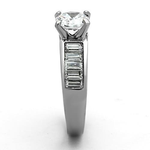 TK1332 - High polished (no plating) Stainless Steel Ring with AAA Grade CZ  in Clear LuxuryLifeWay Online Store