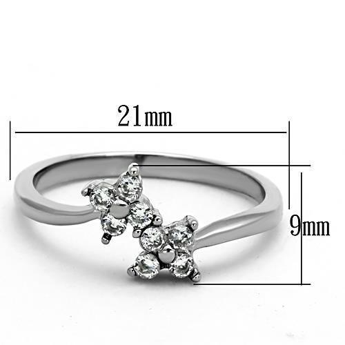 TK1333 - High polished (no plating) Stainless Steel Ring with AAA Grade CZ  in Clear LuxuryLifeWay Online Store