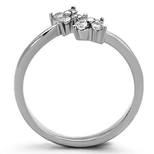 TK1333 - High polished (no plating) Stainless Steel Ring with AAA Grade CZ  in Clear LuxuryLifeWay Online Store