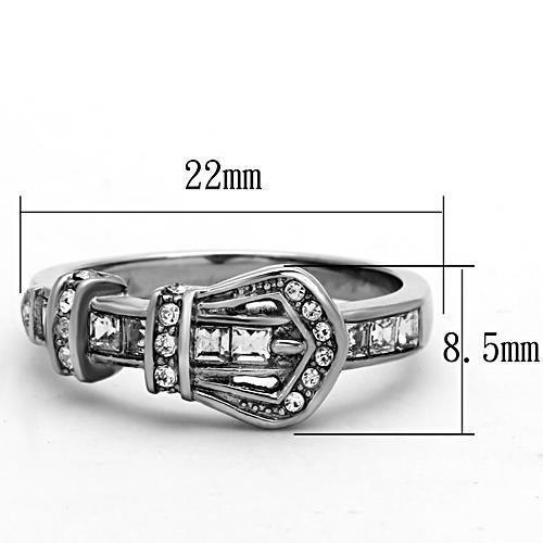 TK1334 - High polished (no plating) Stainless Steel Ring with Top Grade Crystal  in Clear LuxuryLifeWay Online Store