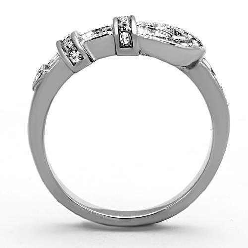 TK1334 - High polished (no plating) Stainless Steel Ring with Top Grade Crystal  in Clear LuxuryLifeWay Online Store