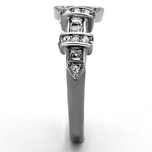 TK1334 - High polished (no plating) Stainless Steel Ring with Top Grade Crystal  in Clear LuxuryLifeWay Online Store