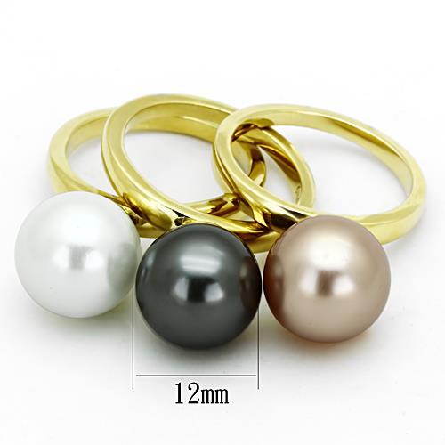 TK1370 - IP Gold(Ion Plating) Stainless Steel Ring with Synthetic Pearl in Multi Color LuxuryLifeWay Online Store