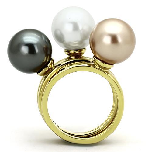 TK1370 - IP Gold(Ion Plating) Stainless Steel Ring with Synthetic Pearl in Multi Color LuxuryLifeWay Online Store