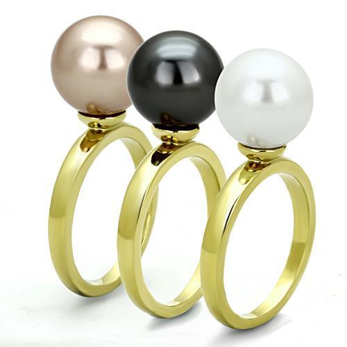 TK1370 - IP Gold(Ion Plating) Stainless Steel Ring with Synthetic Pearl in Multi Color LuxuryLifeWay Online Store