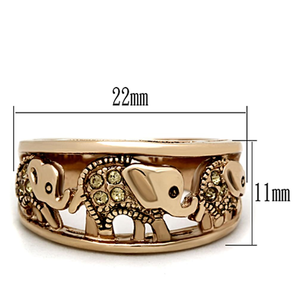 TK1380 - IP Rose Gold(Ion Plating) Stainless Steel Ring with Top Grade Crystal  in Citrine Yellow LuxuryLifeWay Online Store