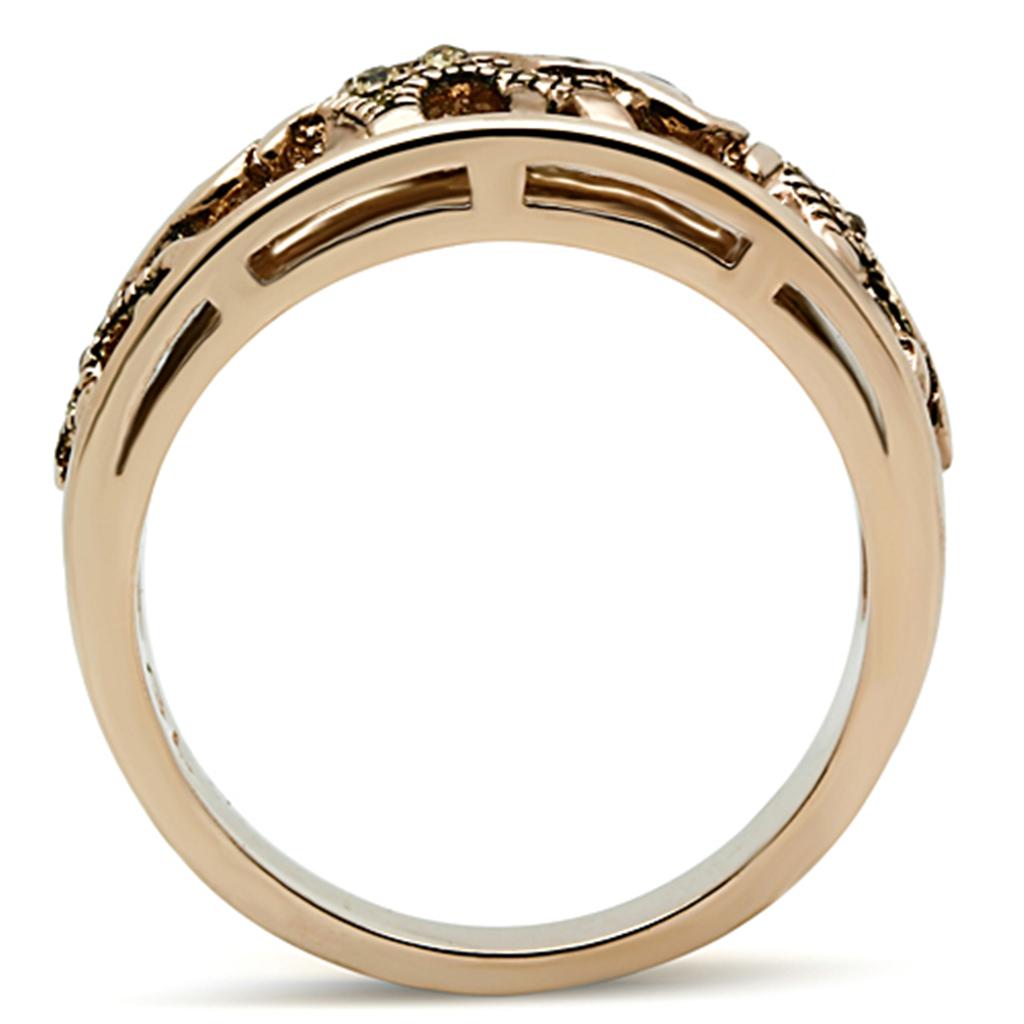 TK1380 - IP Rose Gold(Ion Plating) Stainless Steel Ring with Top Grade Crystal  in Citrine Yellow LuxuryLifeWay Online Store