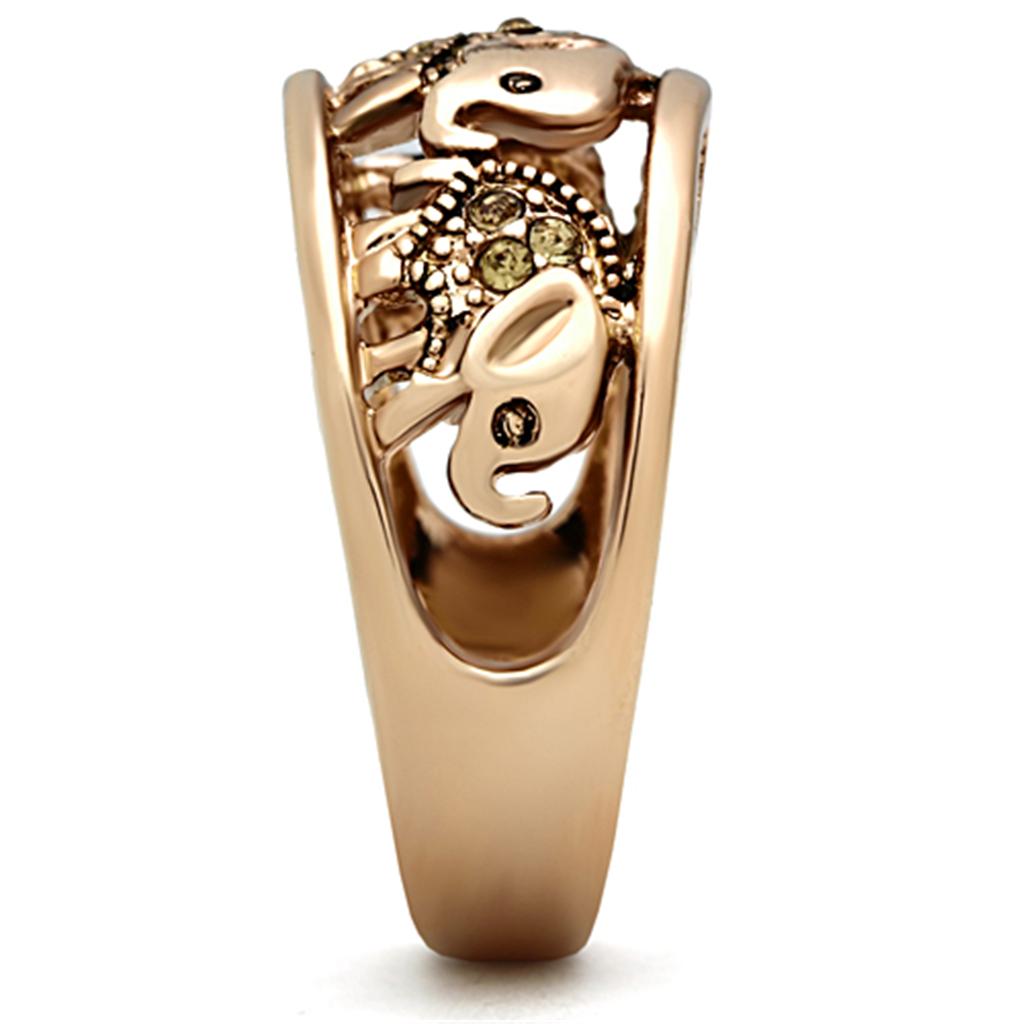 TK1380 - IP Rose Gold(Ion Plating) Stainless Steel Ring with Top Grade Crystal  in Citrine Yellow LuxuryLifeWay Online Store